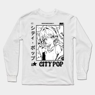 Retro Manga City Pop Vaporwave Aesthetic Anime #8 Long Sleeve T-Shirt